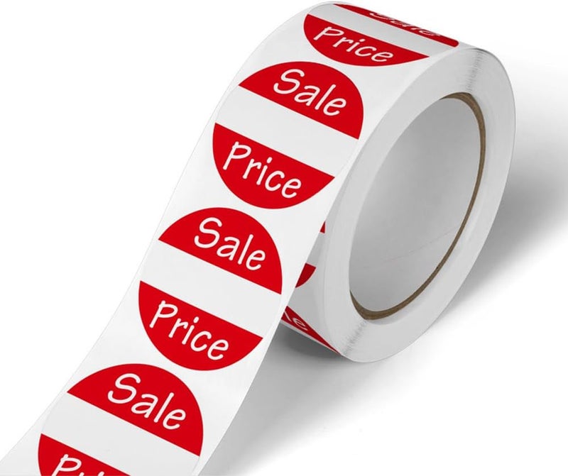 CHIMNE 1000 Red Price Labels, 1 Inch Round Yard & Garage Sale Stickers, Retail Store Tags - Image 1